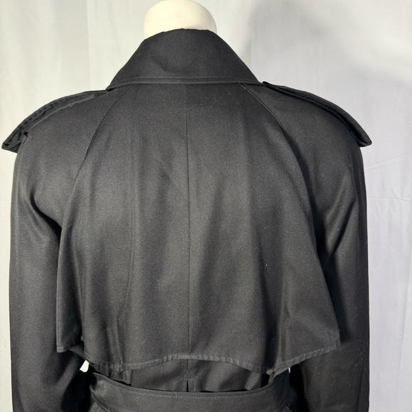 AQUASCUTUM BLACK TRENCH COAT OLD MONEY AESTHETIC MADE IN CANADA MEDIUM - Picture 10 of 17